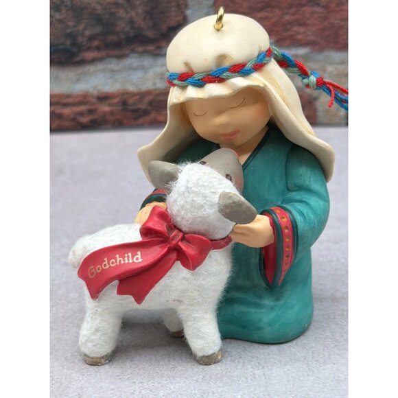 Hallmark 2004 Keepsake Ornament Godchild Holiday Memory Shepard with Sheep - Picture 3 of 5